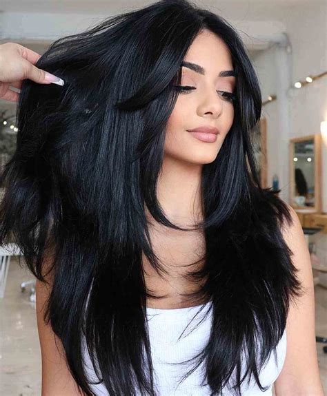 long layered black hair|long hair straight black women.